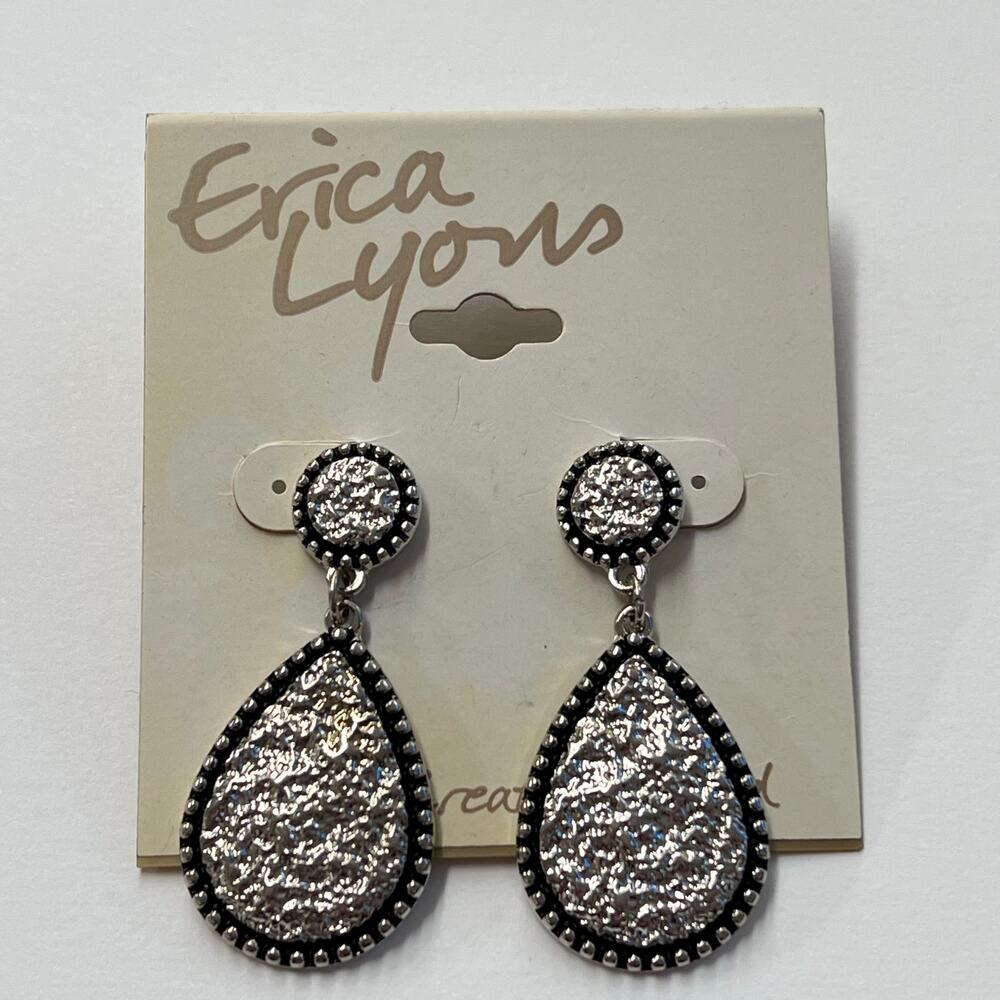 Erica Lyons Silver Teardrop Earrings